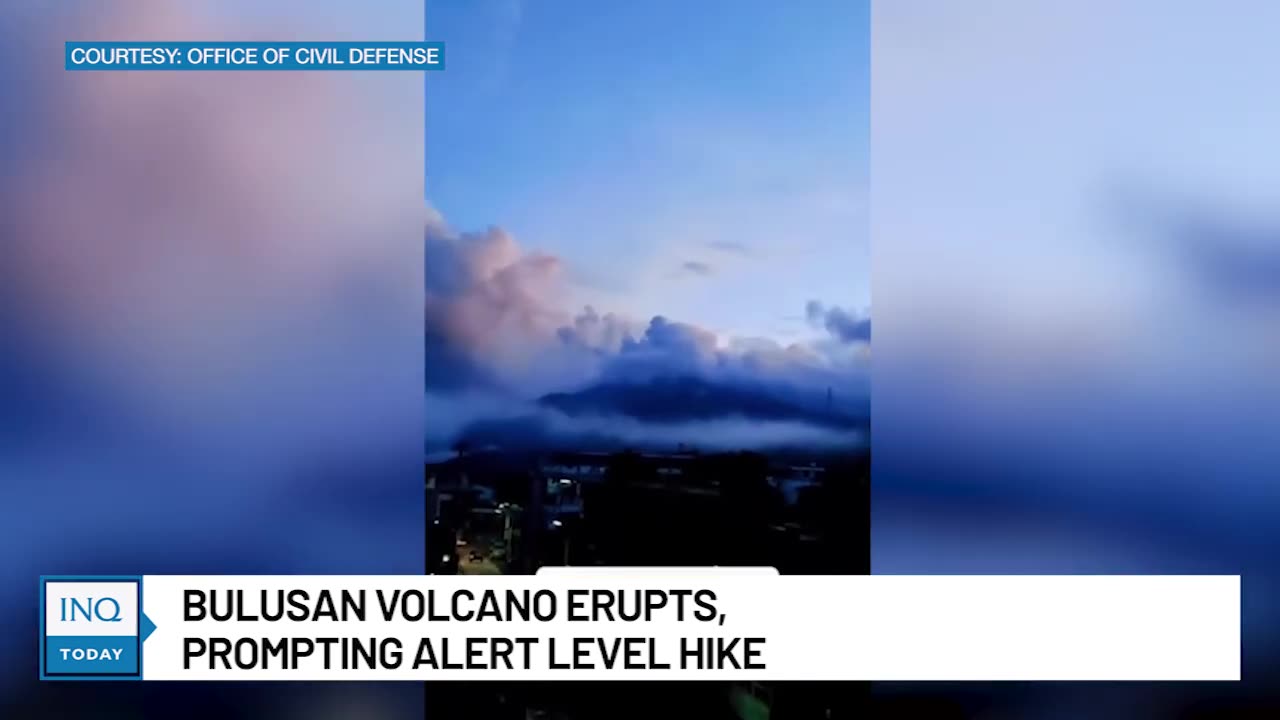 Bulusan volcano erupts, prompting alert level hike - INQToday