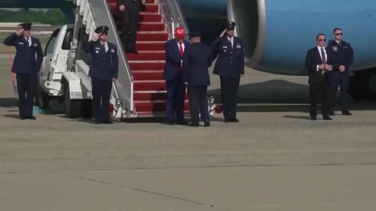 President Donald Trump has landed at Joint Base Andrews and is on his way back to the White House!