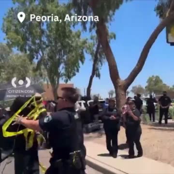 Guy in black bloc assaults cop & gets taken down at ICE protest AZ