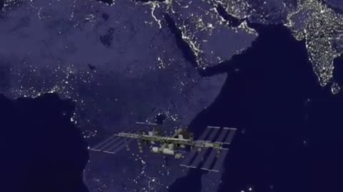 ISS flyby against the backdrop of Earth