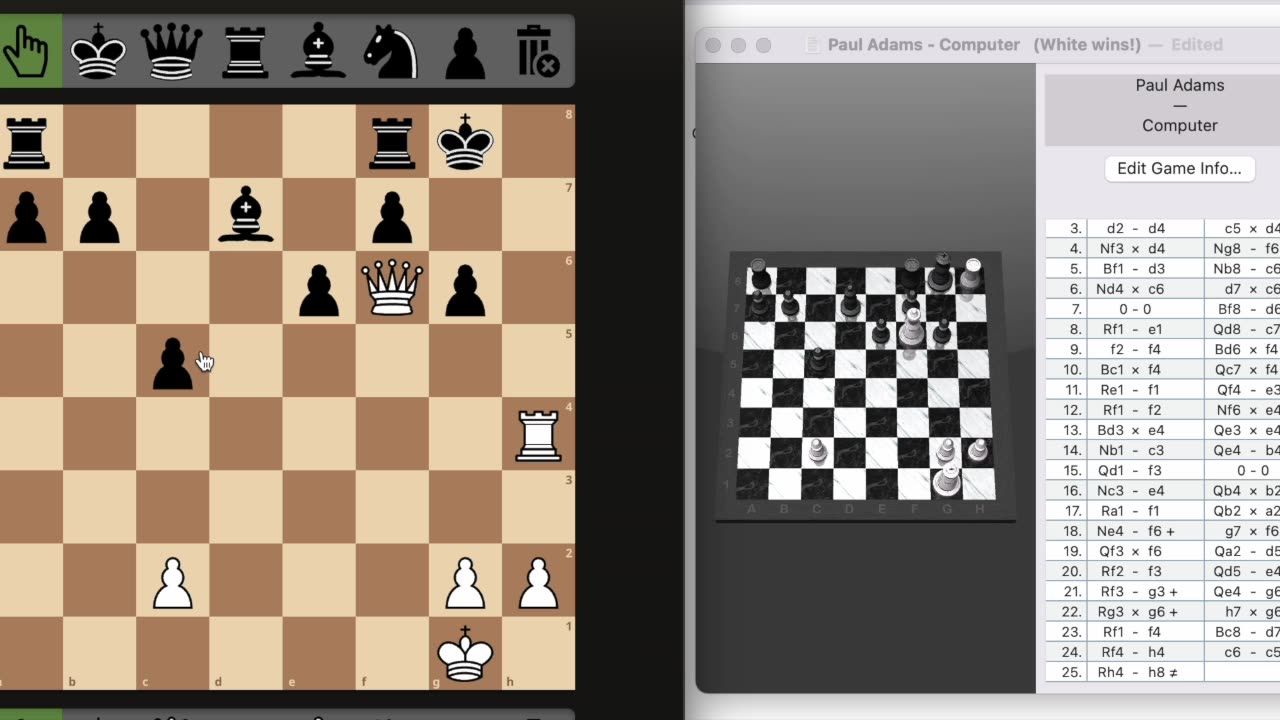 First Win Playing Speed Chess Against Computer