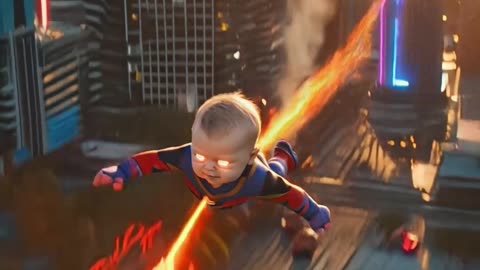 Superbaby destroys city with laser eyes! 🔥💥 #EpicBattle