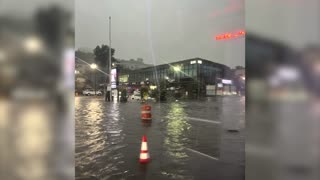 Bus passenger videos severe flooding in New Jersey