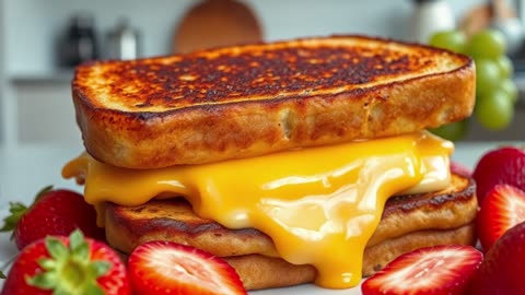Deep-Fried Grilled Cheese & Fruit Melt — Strawberry + Grape Lava Inside