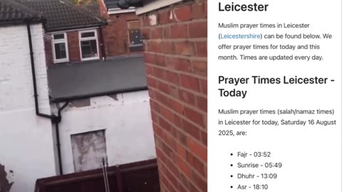 Leicester, England Christians are subjected to the sounds of Islamic Prayer everyday, 5 times a day.