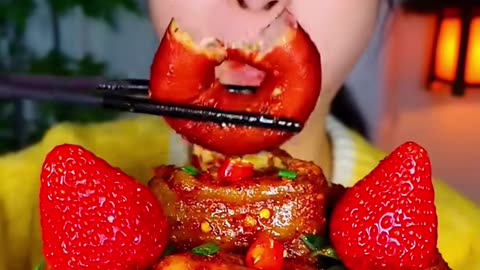 Chinese Eating Mukbang: (TA Chinese Food,🥗 Fat Meat, Pork Fat, Pork Belly, Noodles)🍜 #asmr #shorts