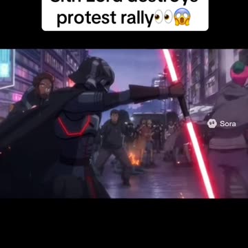 Sith Lord wrecks protest rally!!!👀😱🤯