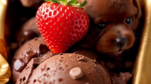 AI Magic: Chocolate Ice Cream Turns Into Two Brown Puppies