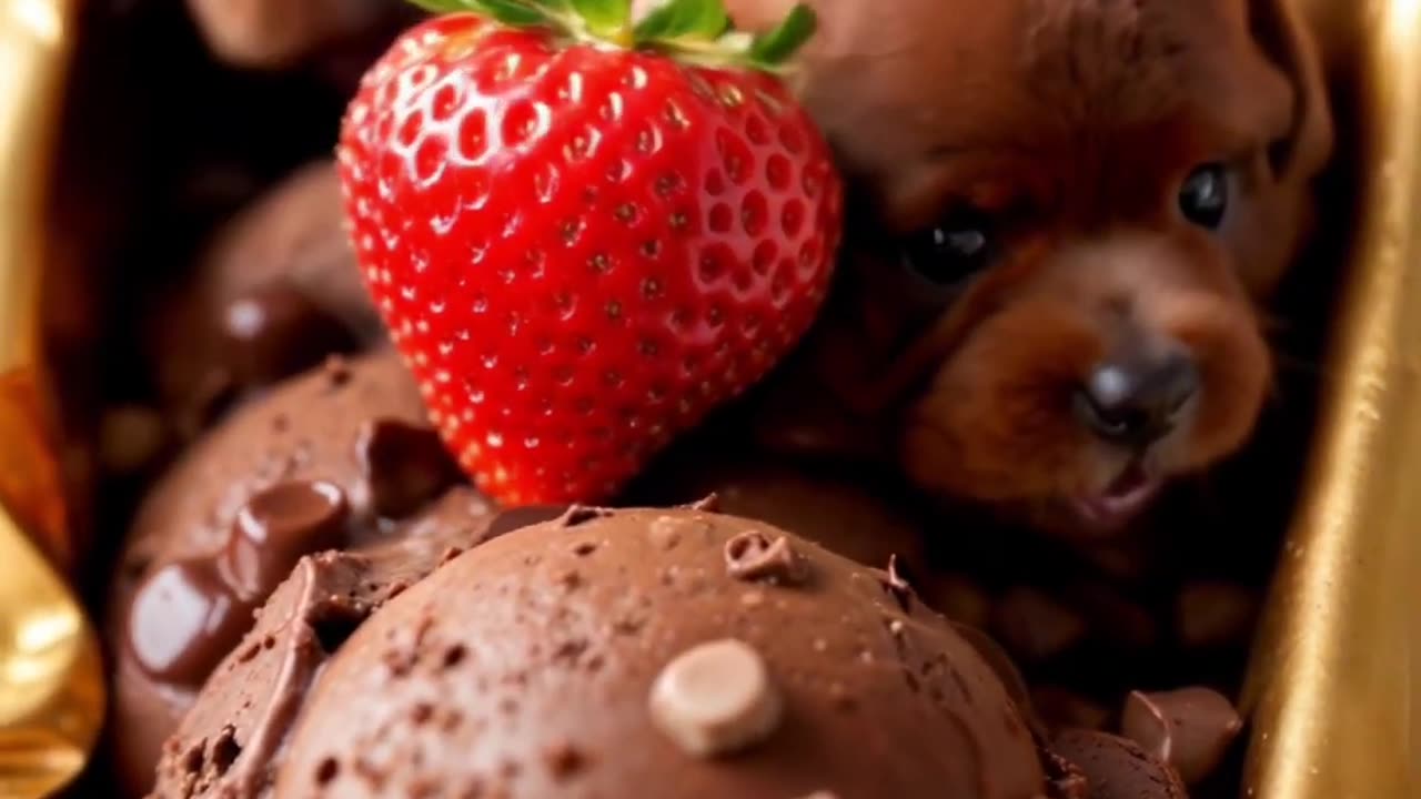 AI Magic: Chocolate Ice Cream Turns Into Two Brown Puppies
