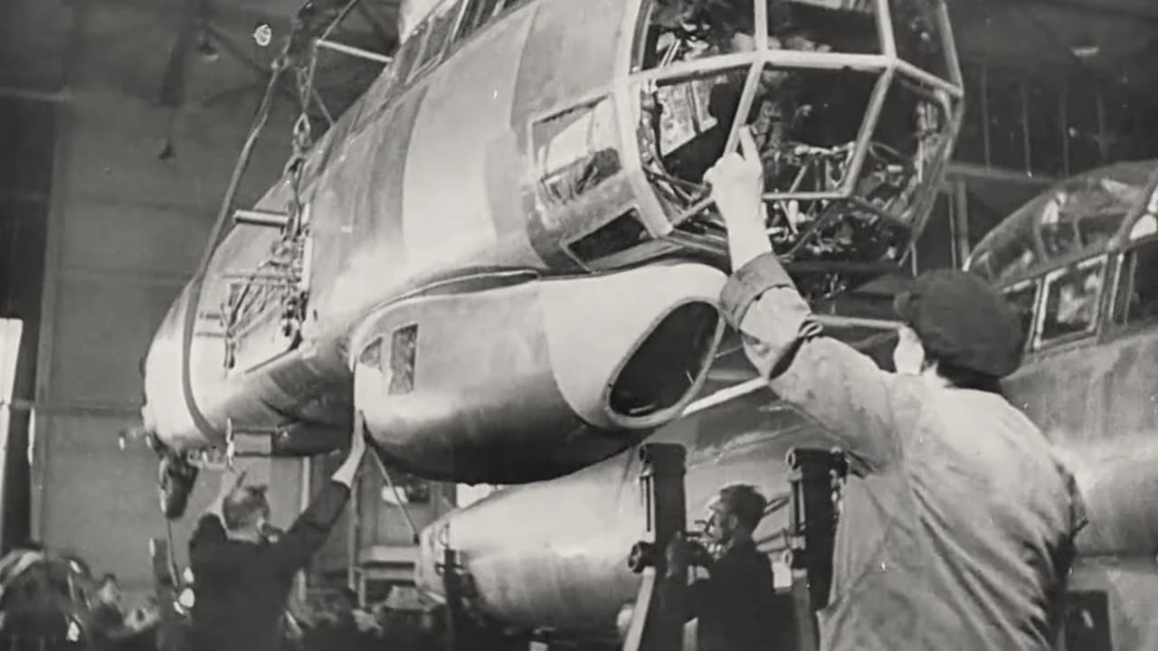 German Junkers Ju 88 production line during WWII