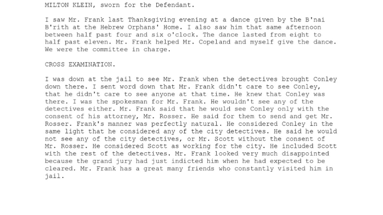 Milton Klein Sworn In For The Defendant 94th To Testify