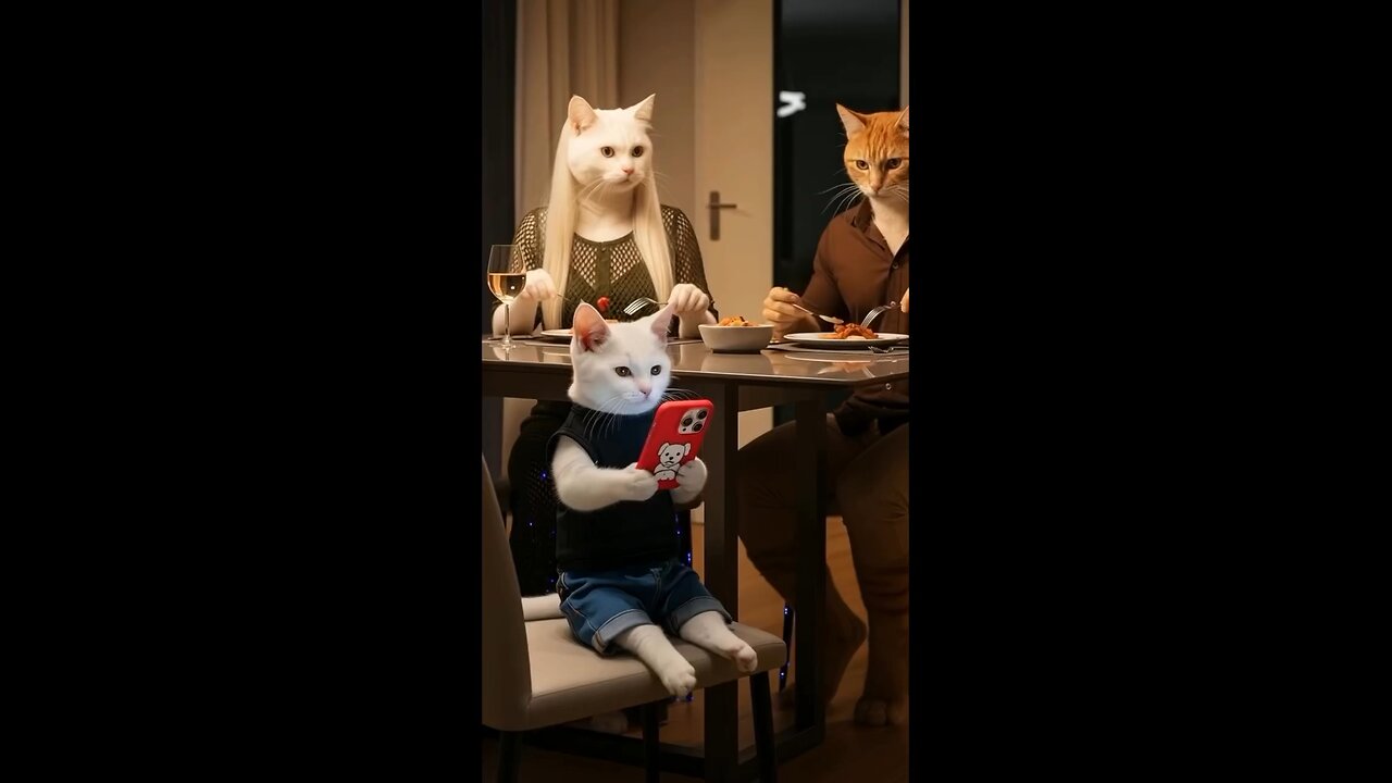 Me showing my parents the meme I couldn’t stop laughing at 😂📱🐾 #CatVibes #FamilyDinner