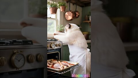 Funny Ragdoll Cat Cooks Chicken Drumsticks Ai