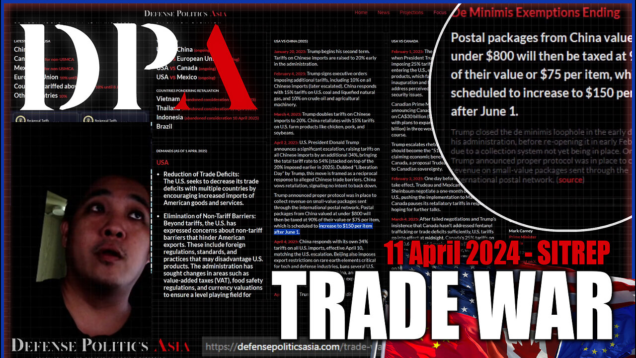 [ Trade War SITREP ] TARIFF ON CHINA IS 145%!!! China dare not retaliate... De Minimis tax will kill