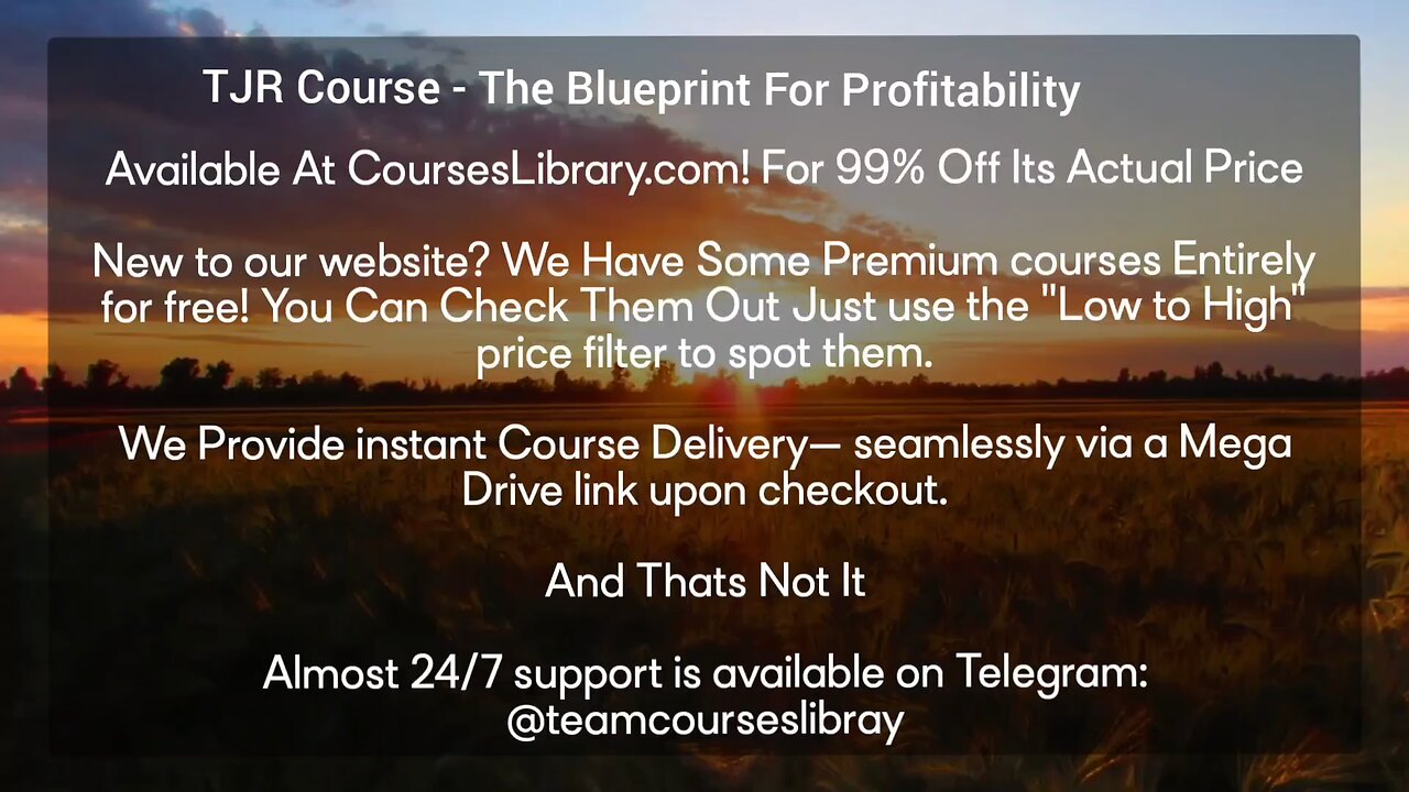 TJR Course - The Blueprint For Profitability(CoursesLibrary.com)