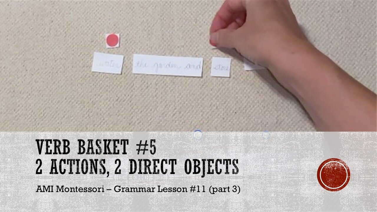 Verb Basket 5: Lesson 11.3 (2 Actions, 2 Objects) + Function of Words + AMI Montessori Grammar