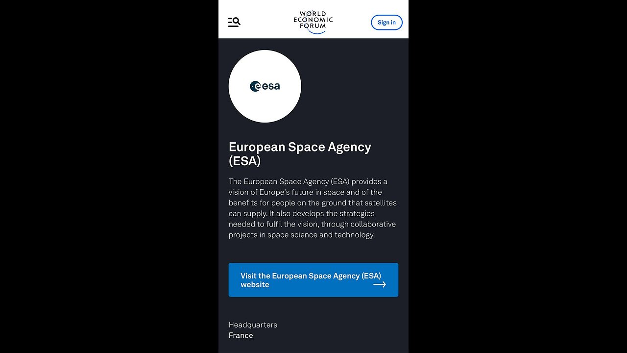 ESA/ESTEC is gekoppeld aan het WEF en is SDG 2030 Agenda uitvoerder