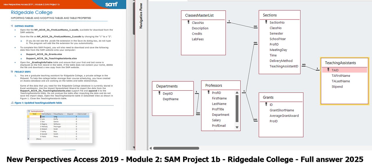 New Perspectives Access 2019 | Module 2: SAM Project 1b | Ridgedale College (Full answer 2025)