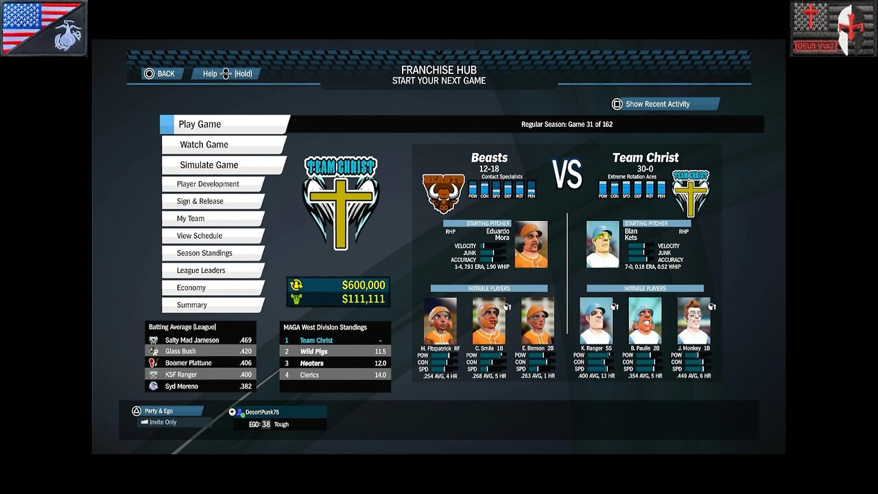 Based Sportsball 2025: Regular Season - Game #31 [Team Christ vs. Beasts]