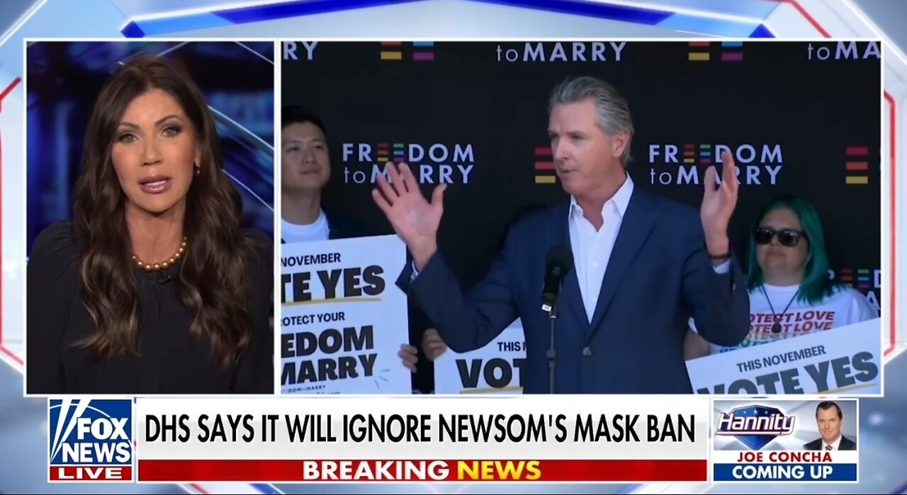 DHS Secretary: Newsom's ICE Mask Ban Is Unconstitutional