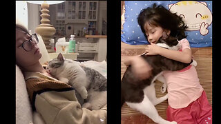 Katter som sover med sin människa 😻 🥰