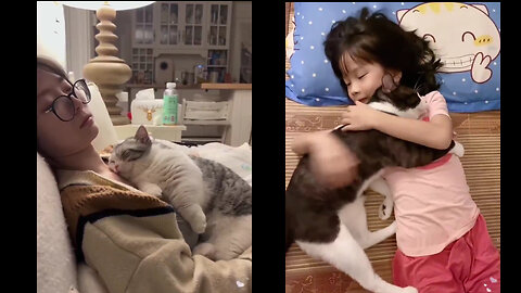 Katter som sover med sin människa 😻 🥰