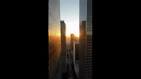Drone Footage flying between buildings