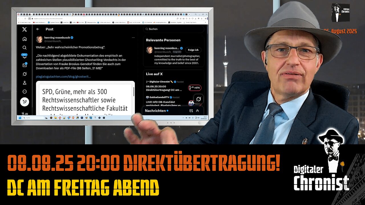 Aufzeichnung vom 08.08.25 Direktübertragung! DC am Freitag Abend