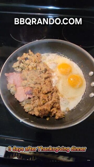 Leftover Sausage Stuffing & Ham & Eggs #shorts #shortvideo