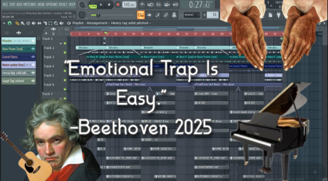 Emotional Trap Beat-FL Studio-How to make beats w/ STOCK Plugins From Scratch