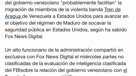 FOX News da a conocer se confirma que Nicolás Maduro es uno organiza el tren de Aragua
