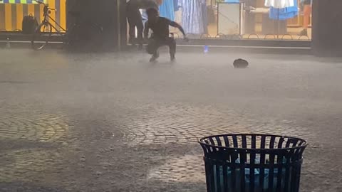 Breakdancing in Pouring Rain