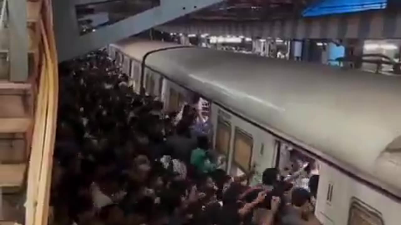 Life in a Mumbai Train in India.