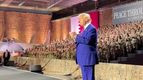 President Donald J. Trump arrives at Al Udeid Air Force Base to address US and Qatari troops