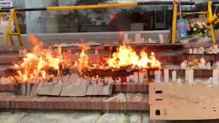 Se incendió altar dedicado a Miguel Uribe en Bogotá