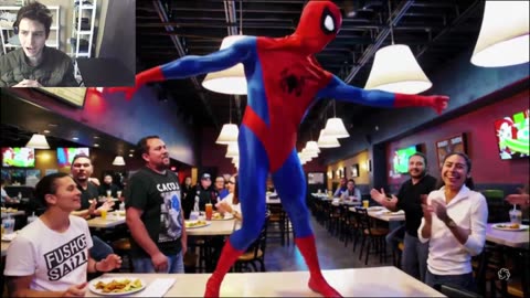 Spider-Man Dancing On The Table At Mexican Restaurant Fake Funny Parody Video With Live Commentary