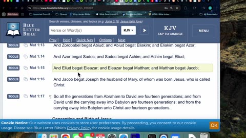 6/16/25 Matt 1:1-17 Joseph’s bloodline NOT CHRIST’S: Jacob was Joseph’s dad & Mary’s dad was Heli.