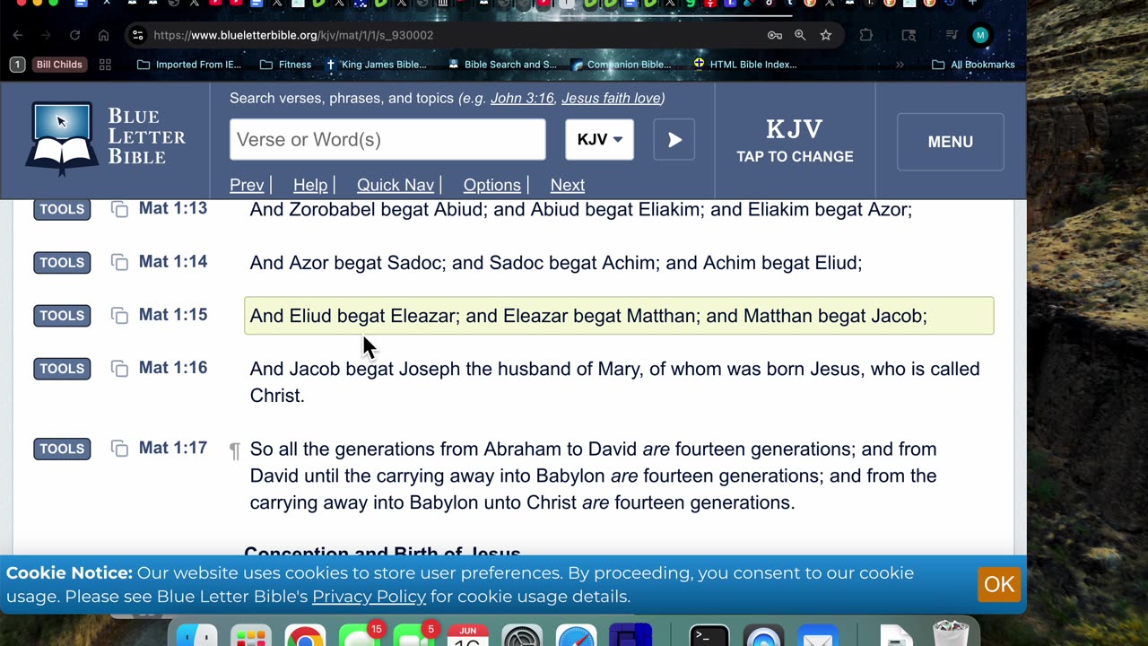 6/16/25 Matt 1:1-17 Joseph’s bloodline NOT CHRIST’S: Jacob was Joseph’s dad & Mary’s dad was Heli.