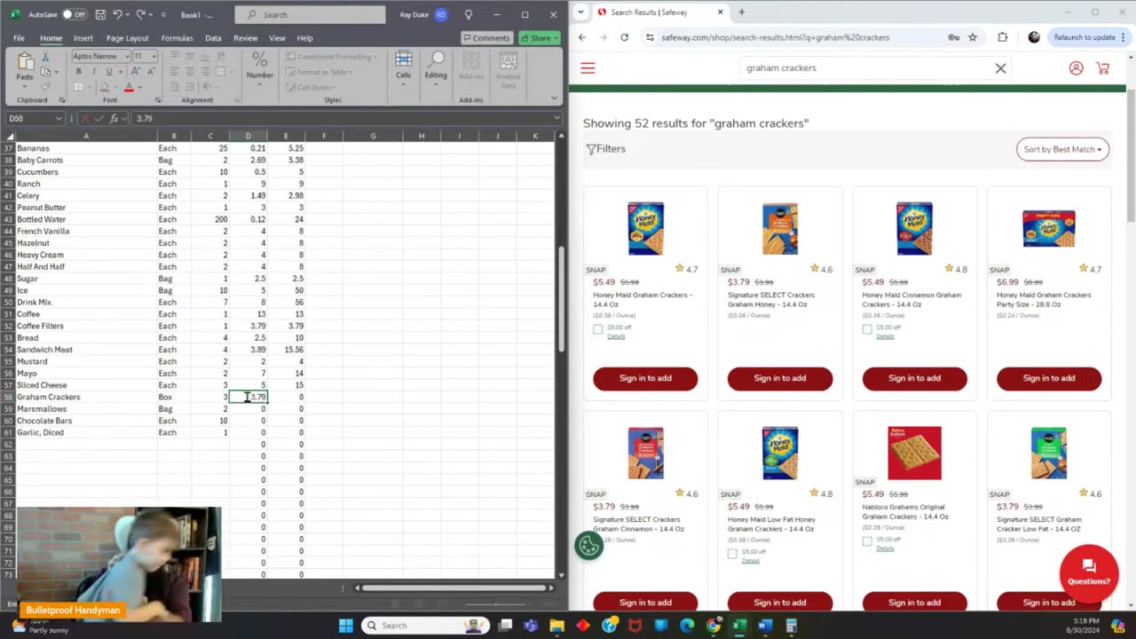 Bulletproof Handyman Live Stream - Hang Out While I Plan The Camping Trip Groceries