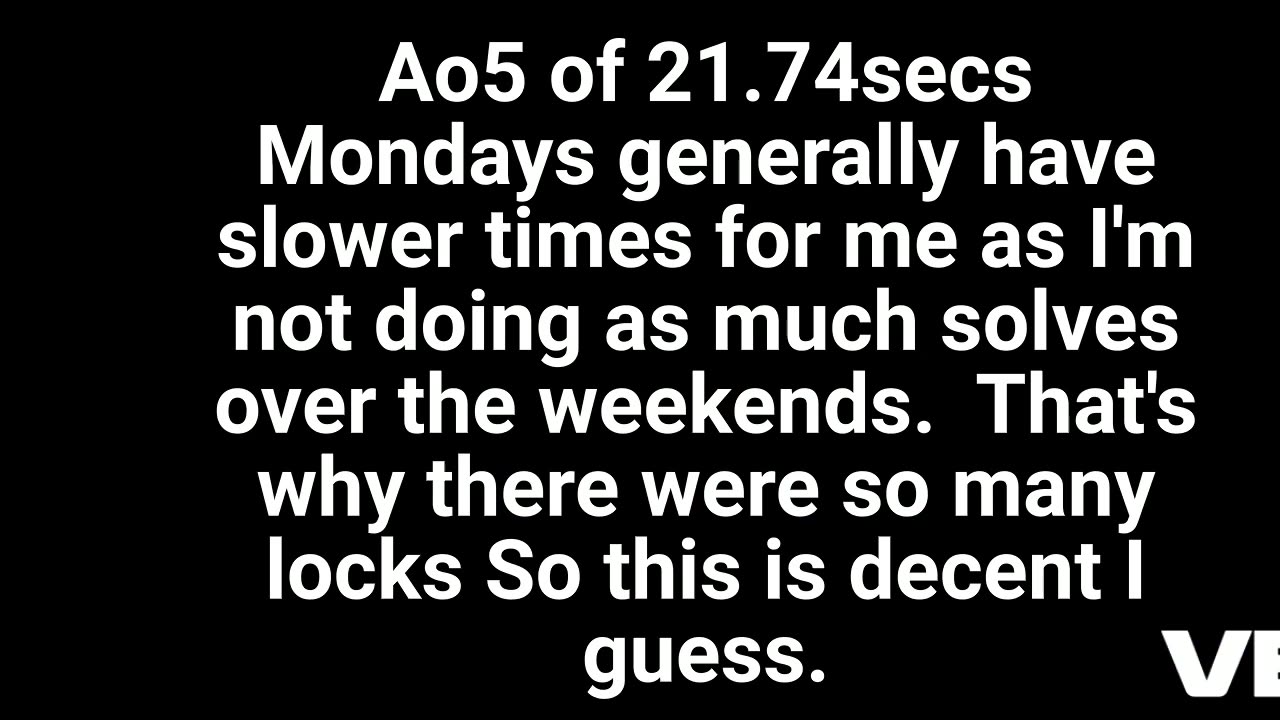 Uncle Solves Rubik's Day 4: 7 Apr 2025 Ao5 21.74 secs