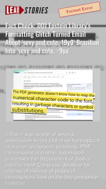Fact Check: Formatting Glitch in Epstein Email About 'sexy and cute, =9yo' -- Original Says '19yo'