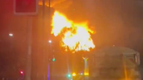 Large emergency response amid explosion and large fire in progress at