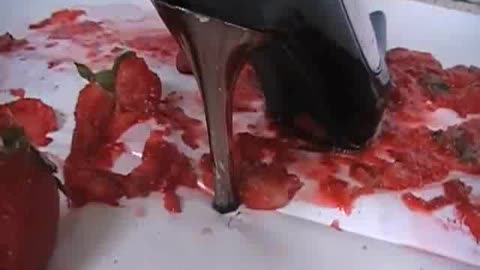 Strawberry Squish in Black Patent High Heels