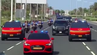 President Donald J. Trump given Cybertruck motorcade through Doha, Qatar.