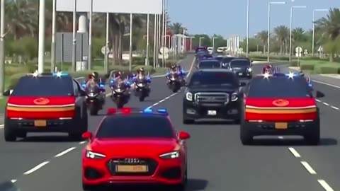 President Donald J. Trump given Cybertruck motorcade through Doha, Qatar.