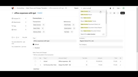SigzenERP - Setup Sales & Purchase Taxes in ERPNext | Powered By: ERPNext-15
