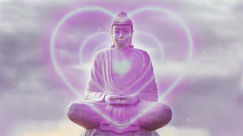 1171. Glowing Buddha with Neon Heart Energy Clear Your Mind with this