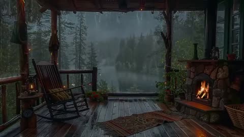 Sitting On The Porch On A Stormy Day: Heavy Rain and Fireplace Sounds To Sleep, Relax, Rest, Study