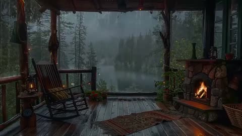 Sitting On The Porch On A Stormy Day: Heavy Rain and Fireplace Sounds To Sleep, Relax, Rest, Study