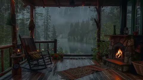 Sitting On The Porch On A Stormy Day: Heavy Rain and Fireplace Sounds To Sleep, Relax, Rest, Study
